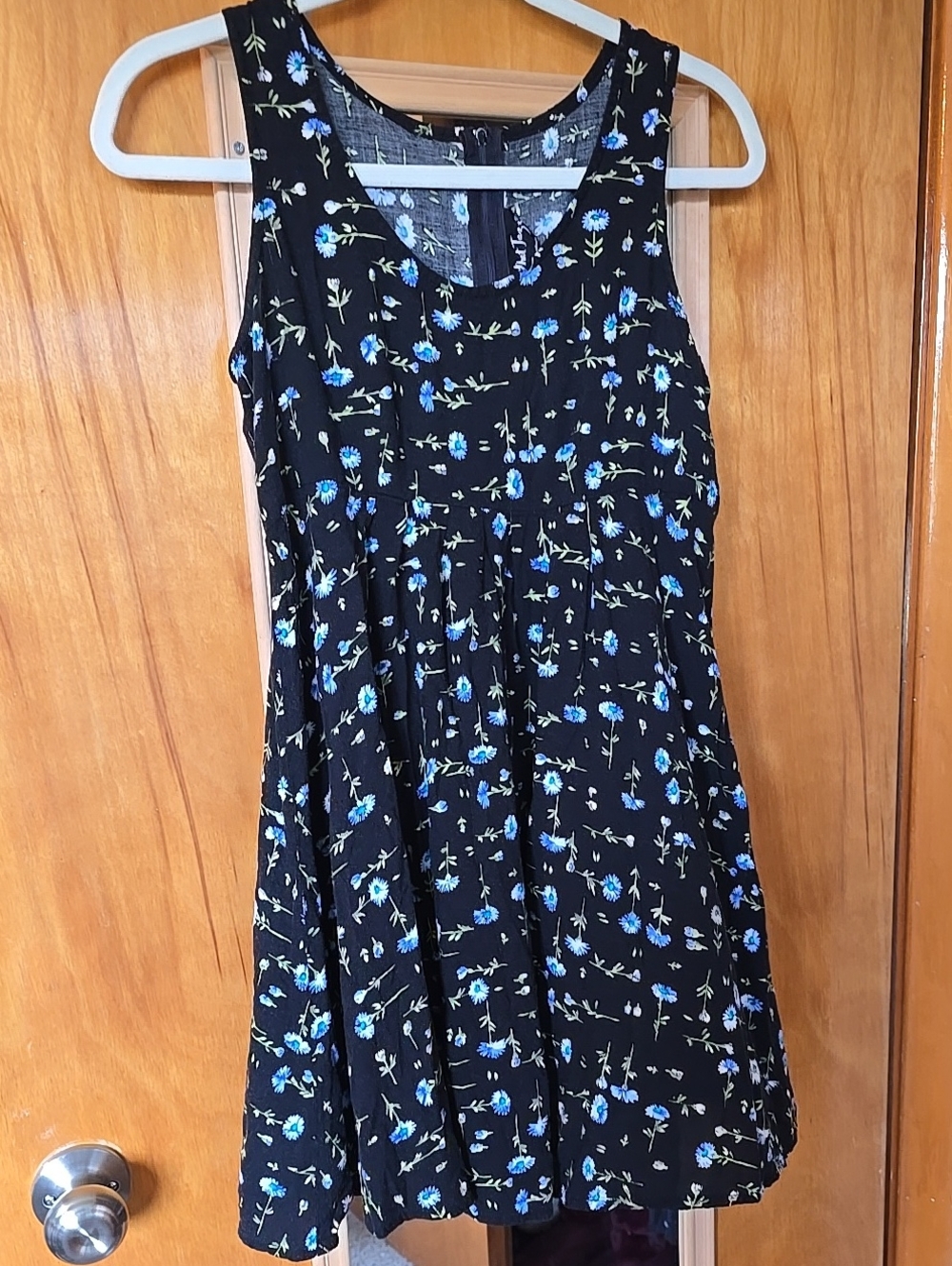 All That Jazz Vintage Ditsy Floral Mini Dress Black Blue Size S